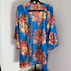Floral Blue Kimono Robe